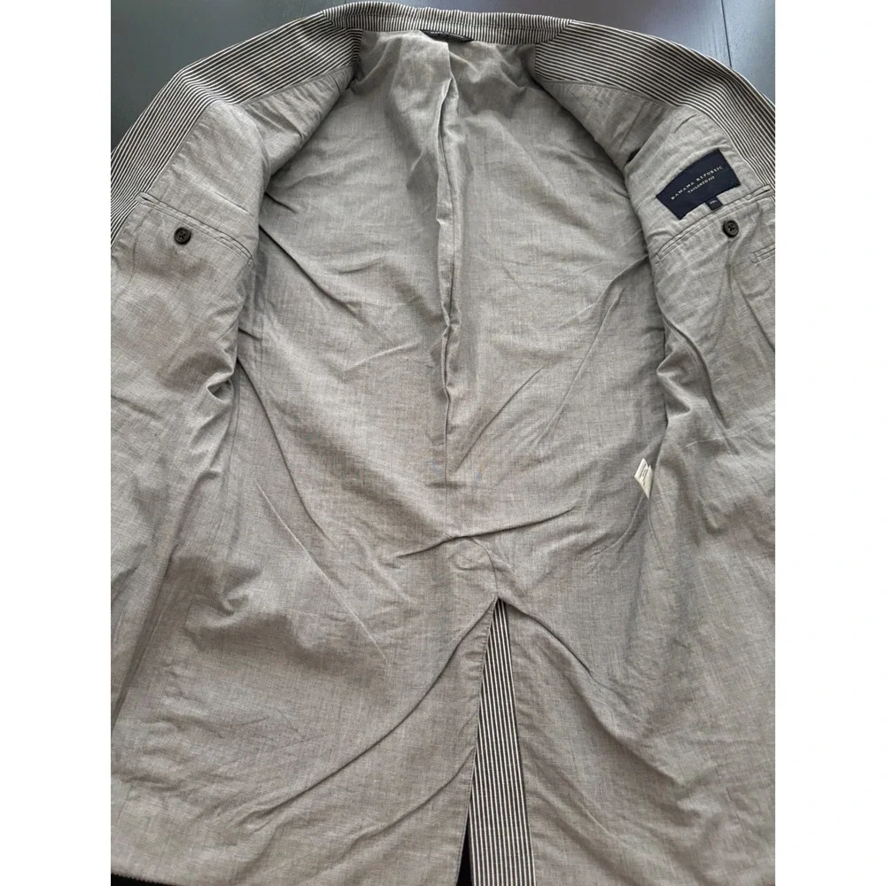 Banana Republic Tailored Fit Blazer Men 40L Striped Cotton Linen 2-Button Jacket